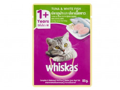 WHISKAS TUNA & W/FISH 85GM POUCH