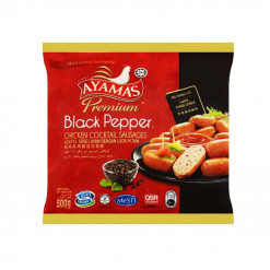 AYAMAS CHICKEN COCKTAIL SAUSAGE  BLACK PEPPER 500GM