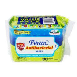 PUREEN ANTIBACTERIAL WIPES 30'SX2