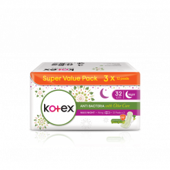 KOTEX NC MAXI NIGHT WG 32CM ANTIBAC 12S X 3