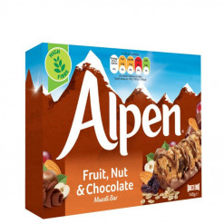 ALPEN FRUIT&NUT&CHOC MUESLI BARS 145GM